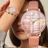 Montres-bracelets Top en cuir Quartz femmes montres montre-bracelet dames robe Montre strass couleur géométrique Montre