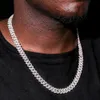 Marka Moda Kadın VVS Moissanite Golbed Out Miami Diamond Gümüş Küba Bağlantı Zinciri Kolye 925 Sterling Katı Erkekler