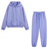 Womens Two Piece Pants Spring Women Cotton Tracksuits Pieces Sets Lavender Hoodies Sweatshirt Solid Thickening Cashmere Female Suits 231007