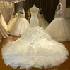 2024 Afrykańska suknia ślubna African Bezpośrednia organza marszczyzny Warstwowy szarpka panna młoda Formalne suknie Vestidos de novia szata de Mariage