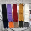 Women Socks 1 Pair Unisex Mid Tube Solid Color Split Toe Cotton Two-Toed Sandal Medium Flip Flop