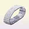 12 pieces Lots 110 Row Silver Bracelets Crystal Rhinestone Elastic Bridal Bangle Bracelet Stretch Whole Wedding Accessories f7181195