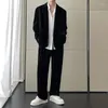 Men's Suits Winter Velvet Suit Men Fashion Social Mens Dress Set Korean Loose Casual Blazer Pants Sets Office Formal Black Grey