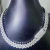 Collier cubain en pierre Moissanite personnalisée, Zircon plaqué Rhodium, chaîne de 15mm, ne se décolore pas, argent S925, bijoux