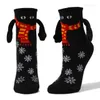 Women Socks Cartoon Christmas Couple Funny Xmas Holding Hands Novelty Stocking Soft Material Gifts For Couples Family Lovers