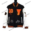 Primavera/outono Vloes jaqueta marca de moda casaco novo preto laranja crânio indústria pesada toalha bordada uniforme de beisebol tops masculinos e femininos