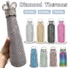 Thermoses Bling Diamond Thermos Bouteilles Portable Glitter Strass Bouteille d'eau Bandoulière En Acier Inoxydable Flacon Thermique Cristal 231009