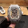 Дизайнерские часы Richads Mile Watch Skull Head Full Sky Star Мужские черные технологии На открытом воздухе Досуг Большой циферблат с полым корпусом Полностью автоматический тип ковша Механический