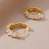 Boucles d'oreilles créoles couleur or pour femmes, bijoux esthétiques en cuivre et Zircon brillant, cintres circulaires, à la mode, en acier inoxydable, 2023