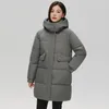 Dames Trenchcoats Winter Gewatteerde Jas Voor Vrouwen 2023 Mode Dikke Warme Vrouw Parka's Met Capuchon Koreaanse Stijl Rits Lange jassen Bovenkleding