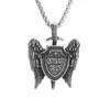 Pendant Necklaces Mystical Archangel Michael Sword and Shield Wings Pendant Necklace Men's Christian Prayer Amulet Jewelry Gift Accessory x1009