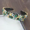 Pinces à cheveux de luxe européen Vintage accessoires vert jaune cristal baroque bandeau élégant strass Diamante bandeau pour les femmes