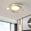 Lampki sufitowe Nowoczesne lampy sypialnia LED Prosta konstrukcja pilota Złota Lampara de Techo Melektury salonu