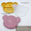 Tasses Plats Ustensiles Assiettes d'alimentation en silicone Plats pour bébé Assiettes à ventouse de dessin animé avec couvercle Nom personnalisé Vaisselle pour enfants 231007