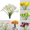 Fleurs décoratives 10 pièces Simulation Calla Lily fleur artificielle PU vraie décoration de la maison Bouquet de fête de mariage P0.2