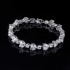 Charme Coloré Argent Coeur Tennis Bracelet Designer pour Femme Fête Rouge Champagne AAA Cubique Zircone Cuivre Diamant Amour Bracelets Femmes Bijoux De Luxe Cadeau 18 cm