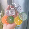 Schlüsselanhänger 1 stücke Harz Simulation Obst Zitrone Block KeyChain Auto Rucksack Anhänger Dekor Accessries Geschenk