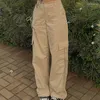 Women's Pants Cargo Jeans Women Retro Loose Fashion Wide-leg 2023 Large Pockets High-waist Straight Leg Street