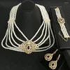 Necklace Earrings Set Dubai Jewelry Bracelet Multi Layer Pearl Bride Party Fashion Three Piece YY10261