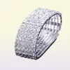 12 pièces Lots 110 Bracelets en argent en rangée Crystal Rignestone Elastic Bridal Bracelet Stretch Accessoires de mariage entiers F6850834
