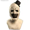 Temad kostym halloween cosplay skrämmande terrifierkonst clownen kommer mask kostym skräck ond joker latex masker jumpsuit carnival klänning upp fest Q231010