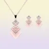 Pink Jewelry Gold Plated Necklace Set Fashion Square Diamond Wedding Bridal Costume Jewelry Sets Party Ruby JewelrysNecklace Ea7201313