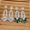 Kolczyki Dangle moda modna zielona kropla wodna długie kryształ dla kobiet fantazyjne cyrkonia impreza sukienka ślubna biżuteria e-1037