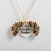 Drop Vintage Boho Sunflower Pendant Necklace Women Ethnic Double-Deck Eloy Open Engrave Letter Lover Neckraces229K