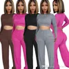 Women Fall Clothes New Fashion Open Button Long Sleeve Crop Top Long Pants Casual Two Pieces Set Wid Leg Pants