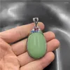 Chains Ethnic Style Vintage Natural An Jade Light Green Oval Large Pendant Floret Necklace Banquet Jewelry Hanfu Accessories