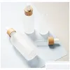 Bouteilles d'emballage Bouteilles d'emballage en gros Flacon compte-gouttes en verre givré Huile essentielle avec couvercles pour les yeux et le bambou par flacons d'échantillon Essence Dhi7Y