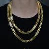 Pendant Necklaces Fashion Hip Hop Men Necklace Chain Gold Filled Curb Cuban Long Link Choker Male Female Collier Jewelry 61cm 71cm2934