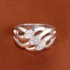 Cluster Rings Classic High-Quality AR166 Wholesale Ring Fashion Silver Plated Jewelry Three Line Crystal Mosaic Ziron