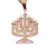 Łańcuchy menorah wisiorek Judaica Naszyjnik Kobiety Mężczyźni Symbole religijne Biżuteria Long Chain3005