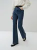 Jeans femininos FSLE High Street Style Bootcut para mulheres Autumn Look Slim Toups Alto Casual Colo