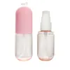 Bouteille de pulvérisation cosmétique 40ml 60ml, maquillage pour le visage, atomiseur fin, bouteilles de Lotion, cosmétiques vides, rechargeables en forme de Capsule en plastique Qgsip