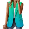 Costumes pour femmes Femmes Gilet sans manches ouvert avant cardigan veste costume bouton revers manteau tempérament bureau vêtements d'extérieur pour dames veste femme