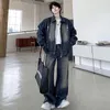 Herren Trainingsanzüge SYUHGFA Vintage Denim Set Mode Nietenjacke Zweiteilige Retro Streetwear Baggy Jeans Lässige Jean Hosenanzüge
