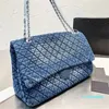 2023-Blue Grey Denim Umhängetaschen Cowboy Chain Tote Damen Luxus Flap Diamond Lattice Wallet Crossbody Classics Clutch Totes Geldbörse