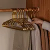 Hangers Rekken 10st Mat Goud Hanger Kleding Paard Aluminium Droogrek Antislip Kleding Handdoekhangers Garderobe Ruimtebesparende Organisator 231007