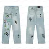 Mens Designer Make Old Washed Chromees hearts Jeans Chrome Straight Trousers Heart Cross Embroidery Letter Prints for Women Men Casual Long Style ZM2H