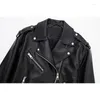 Women's Jackets YENKYE Fashion Women Black Loose Faux Leather Jacket Vintage With Buckle Belt Female Autumn Winter Coat