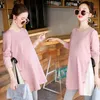 Zwangerschapstops Tees Koreaanse mode katoenen zwangerschaps-T-shirt Casual kleding voor zwangere vrouwen met lange mouwen Zwangerschapstops Lente 231006