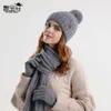 9989 Autumn Winter Solid Color Plush Sticked Glove Scarf Three Piece Set utomhusdjockad och varm ullhatt Barn