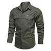 Chemises décontractées pour hommes 2023 Automne Pur Coton Lavé Chemise Style Militaire Surdimensionné Vêtements De Travail À Manches Longues