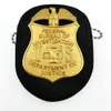 Stift brosches universal detektiv lädermärke hållare med kedjeklipp för män gåva cos badgeholder samlar rekvisita accessori3109