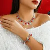 Hänghalsband delikata röda pärlor julgran älg strumpor snögubbe choker halsband för kvinnor trendiga julfest smycken tillbehör gåva