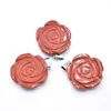 Pendant Necklaces 2023 Fashion Selling Carved Mixed Natural Stone Rose Flower Pendants Charms Jewelry 6pcs/lot Wholesale