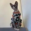 Costumi per gatti Vestiti Sfinge Gamba corta Maglione lavorato a maglia vintage Devon Rex Cappotto invernale spesso per la casa Maniche lunghe Pigiama per animali domestici