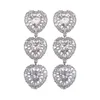 Super Sparkling Dangle Earrings Luxury Jewelry Water Drop White Mosonite Zircon CZ Diamond 925 Sterling Silver Party Women Heart Tassel Earring For Lover Gift